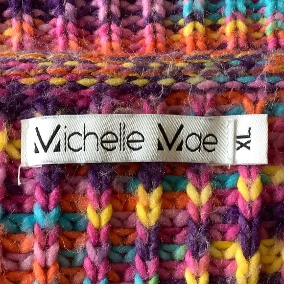 Michelle Mae Colorful Chunky Cropped Knit cardigan sweater XL - Picture 2 of 8